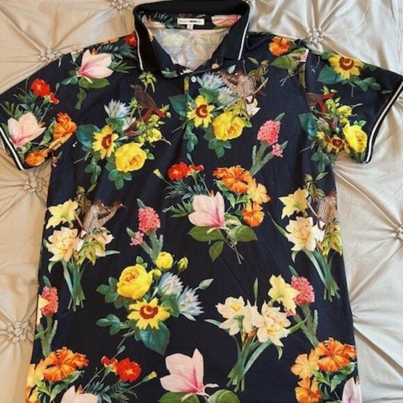 Men's Fashion NOVA Man Floral Polo Size M - Picture 1 of 3